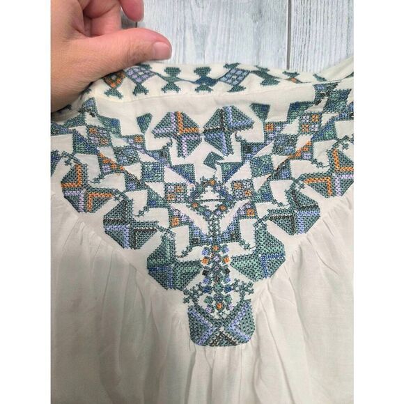 Free People Vacay Vibin Embroidered Off Shoulder Top Sz XS - Picture 8 of 10